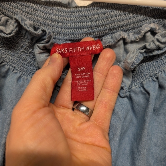 Saks Fifth Avenue (small) Cute Blue Romper with Colorful Pom-Pom Trim - Picture 4 of 8